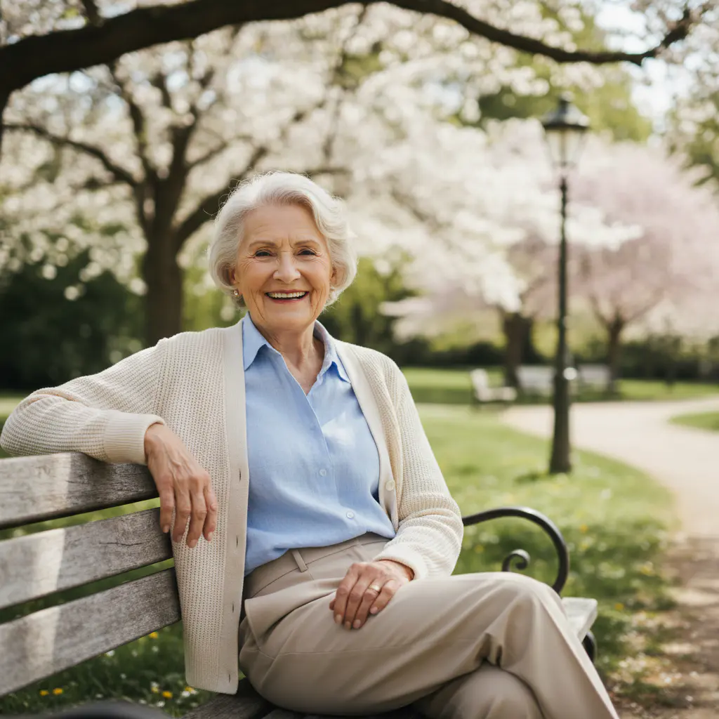 Smiling senior enjoying comfortable steps
